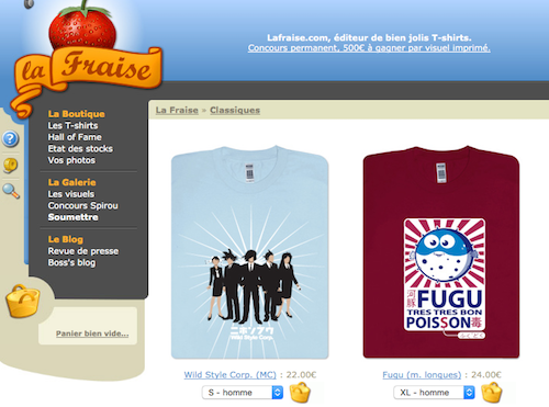 Site des T-shirts laFraise.com (2005)