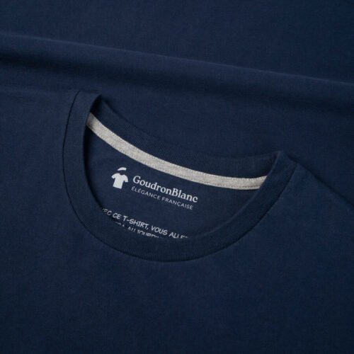 Grammage du tissu du T-shirt bleu marine de GoudronBlanc