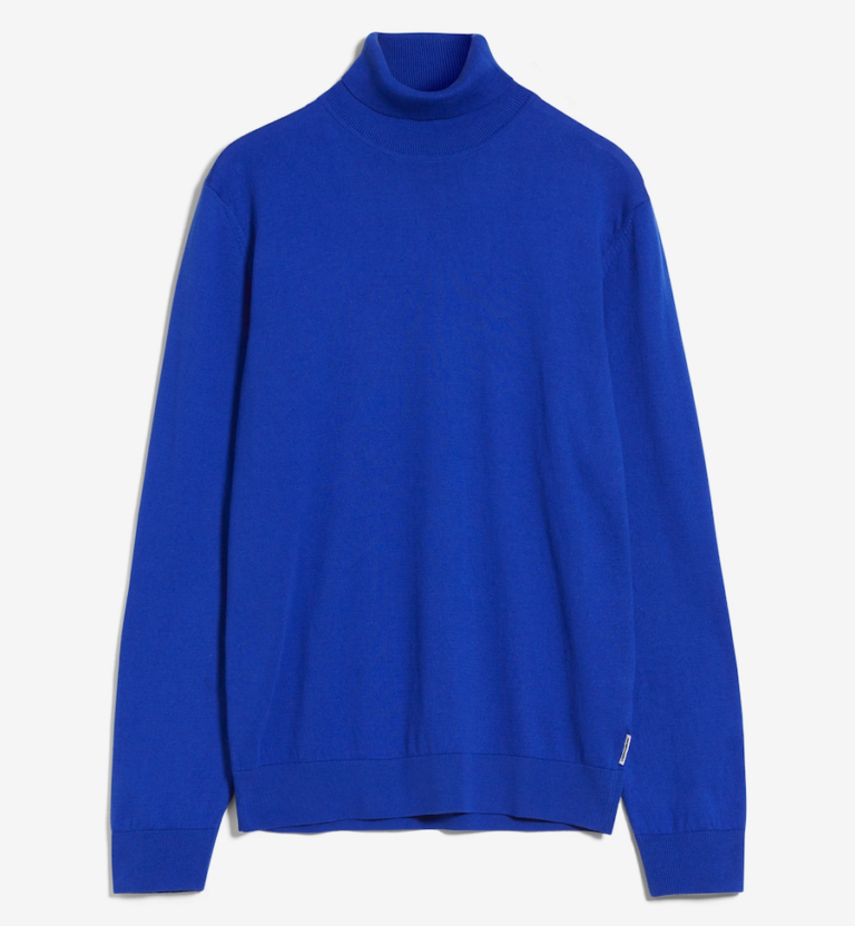 Pull Col Roulé Homme Evoga Pour L'hiver - Coupe Ajustée, Bleu, Taille L