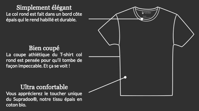 Description du T-shirt col rond - GoudronBlanc
