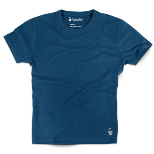 T-shirt bleu indigo col rond pour homme