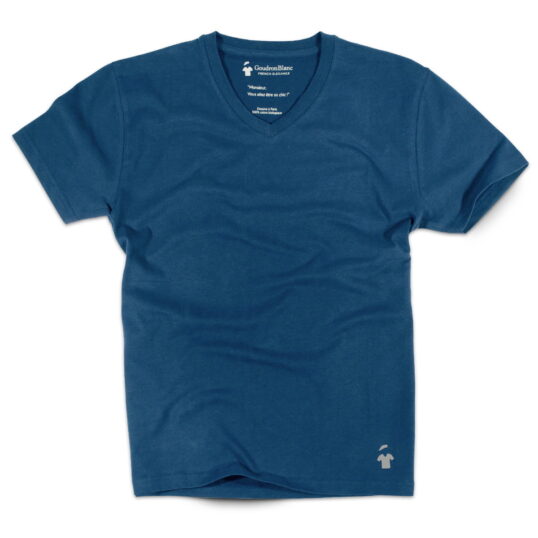 T-shirt col V bleu indigo pour homme