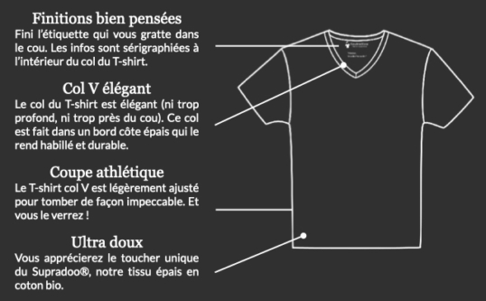 T-shirt col V noir pour homme - Coupe élégante - GoudronBlanc