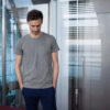 T-shirt de qualité col rond gris béton - Gris chiné foncé - Pour homme - GoudronBlanc