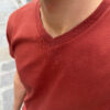 Encolure T-shirt col V de qualité rouille pour homme - GoudronBlanc