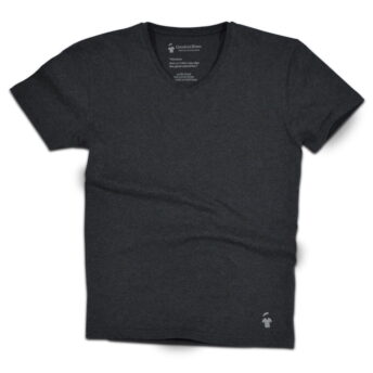 T-shirt col V gris goudron - GoudronBlanc