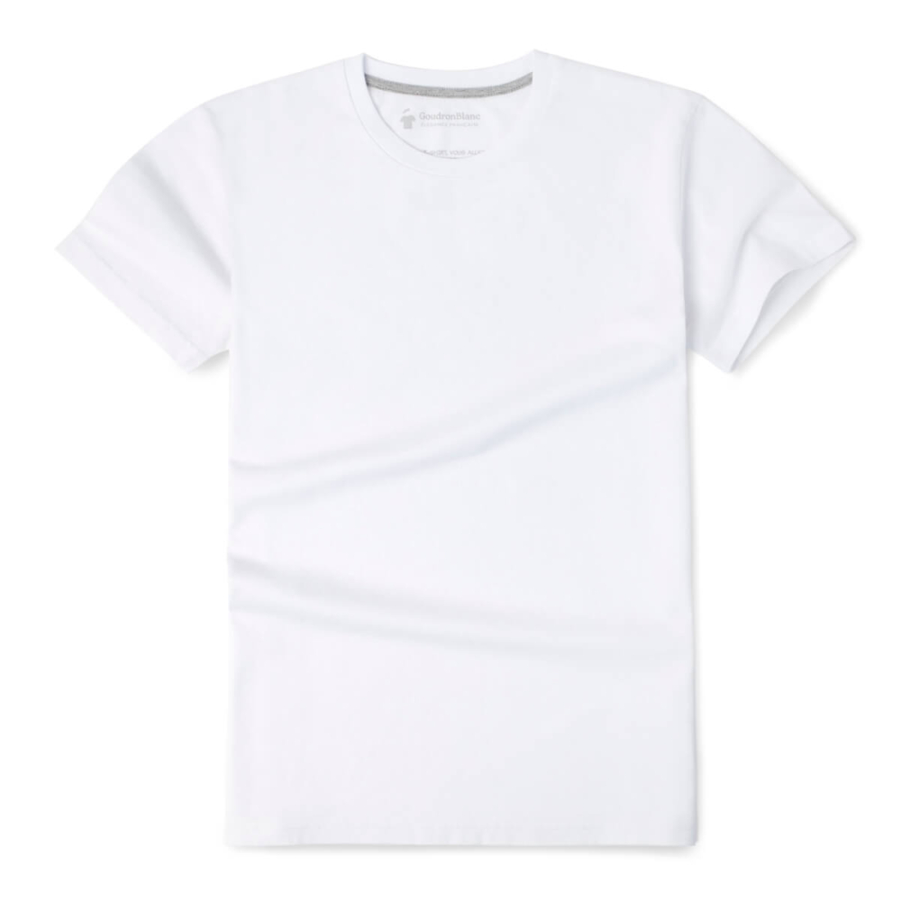 T-shirt blanc col rond - GoudronBlanc