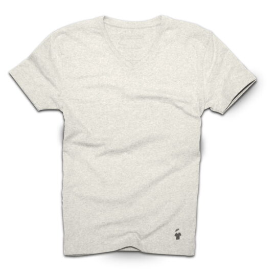 T-shirt col V gris sable - GoudronBlanc - Gris chinÃ©