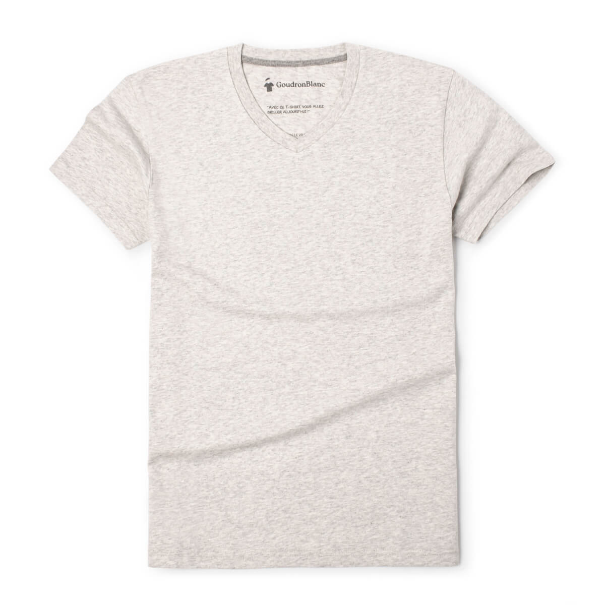 T-shirt col V gris sable - GoudronBlanc