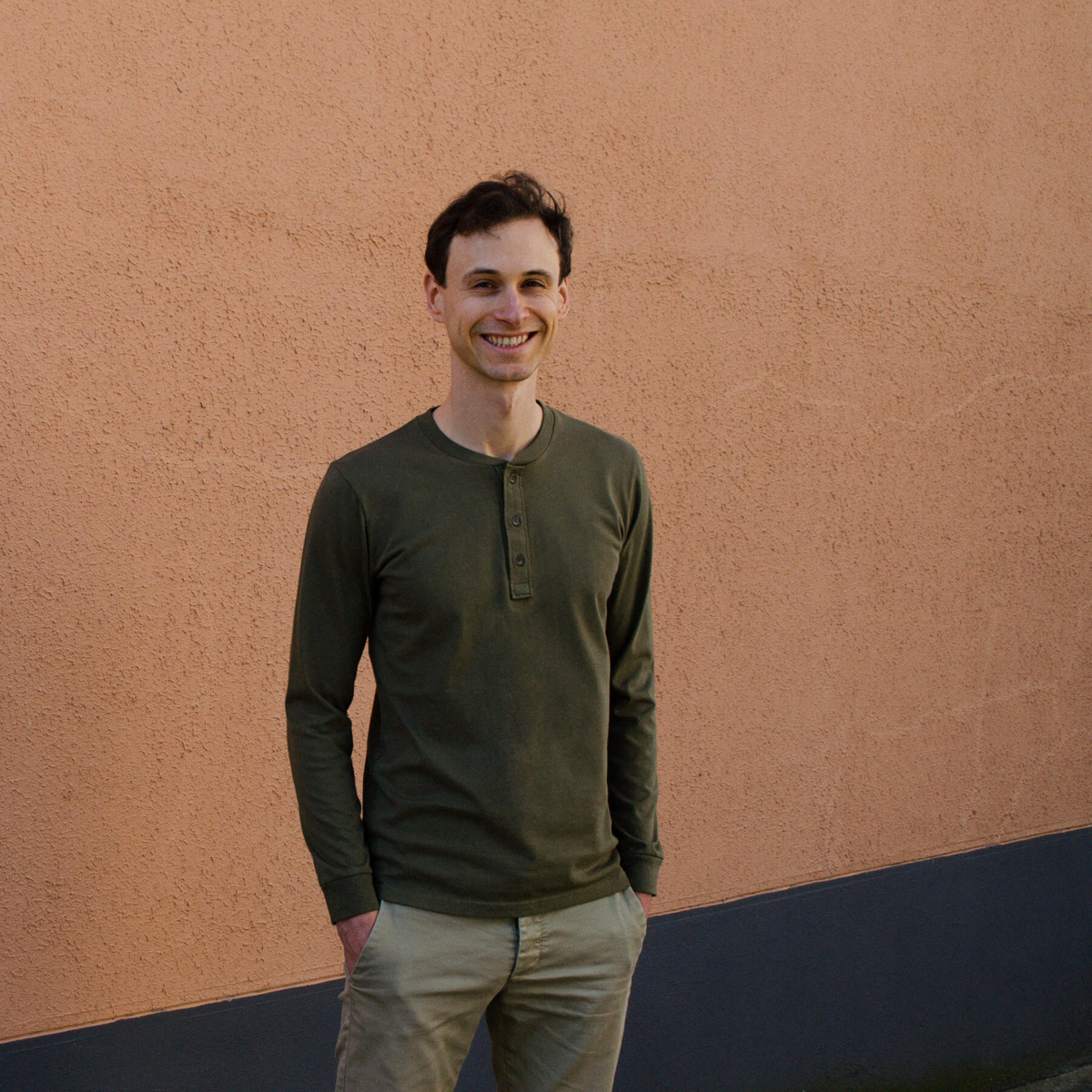 Henley manches longues kaki aviateur pour homme - GoudronBlanc