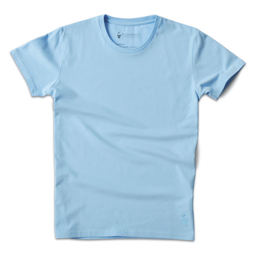 T-shirt col rond bleu glacier