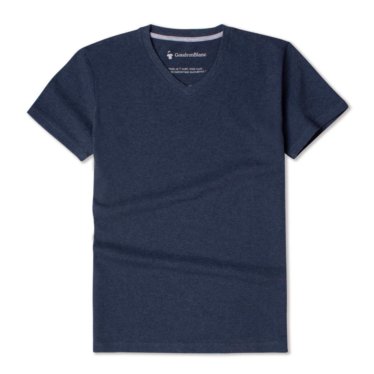 T-shirt col V bleu pétrole - GoudronBlanc