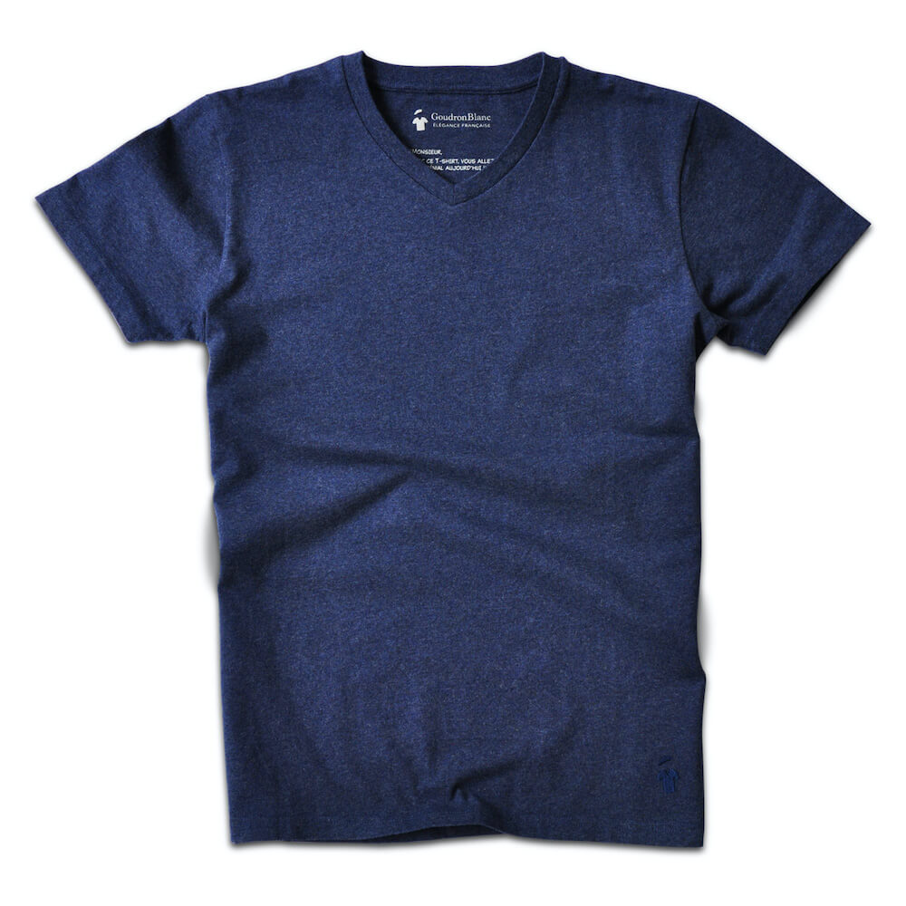 T-shirt col V bleu pétrole