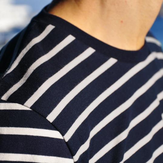 Tissu en coton du T-shirt marinière inversée pour homme - GoudronBlanc