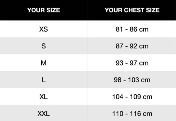 Size guide - Cheast measurement