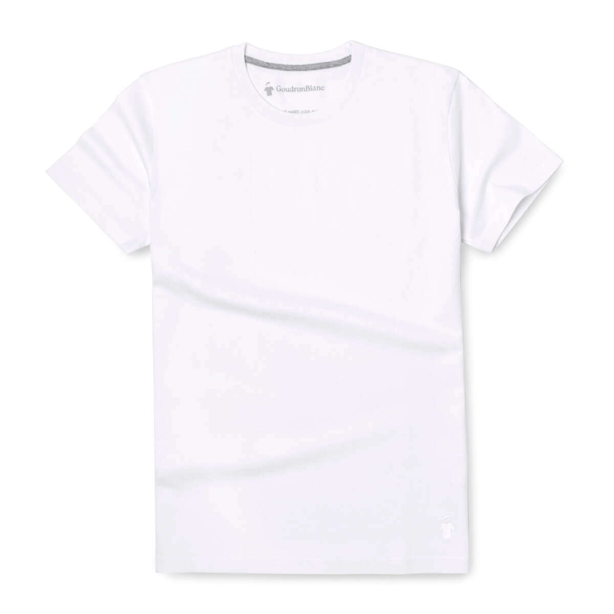 T-shirt blanc col rond - Logo brodé GoudronBlanc