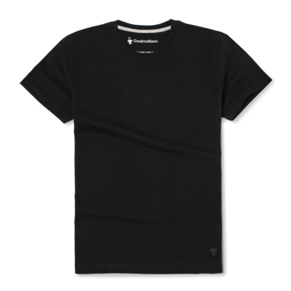 T-shirt noir carbone avec logo brodé GoudronBlanc - T-shirt Alphonse