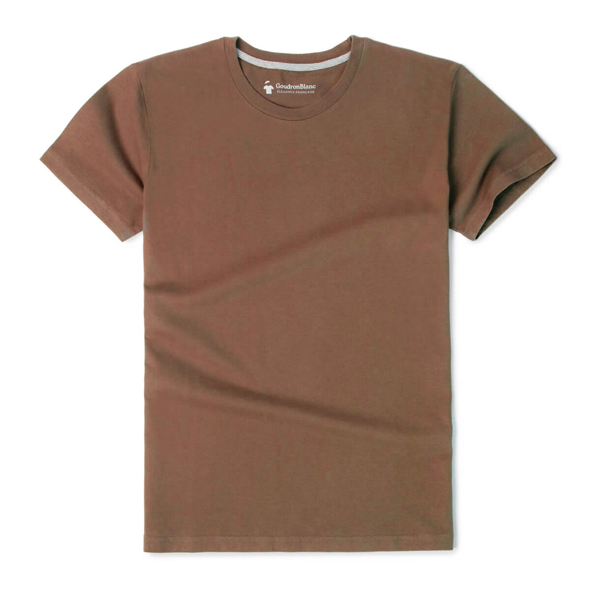 T-shirt marron choco col rond - GoudronBlanc