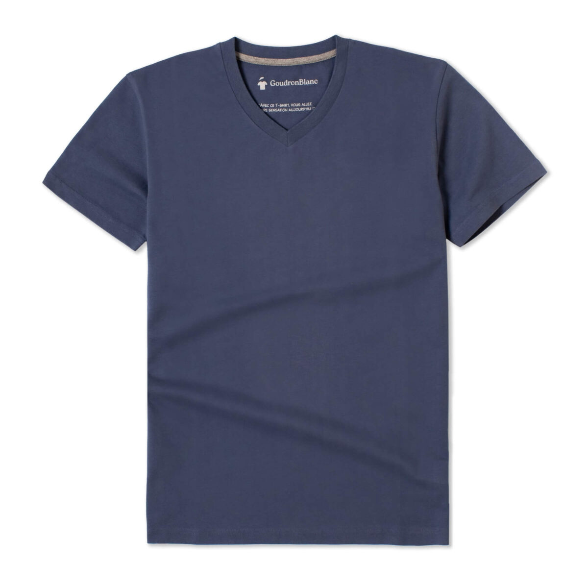 T-shirt col rond bleu tempête - GoudronBlanc
