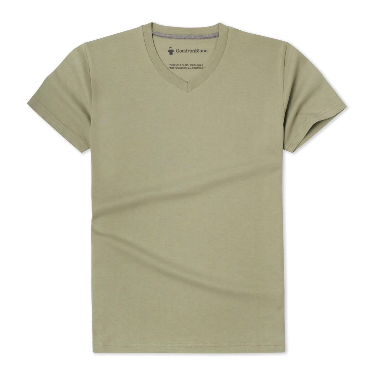 T-shirt col V vert épopée - GoudronBlanc