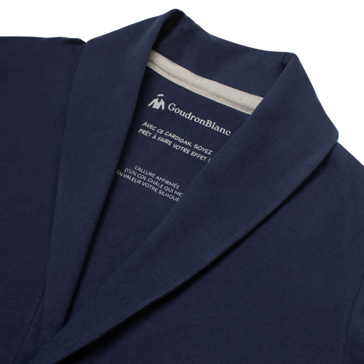 Encolure du cardigan col châle - Bleu abysse - GoudronBlanc