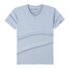 T-shirt col V bleu silex - GoudronBlanc