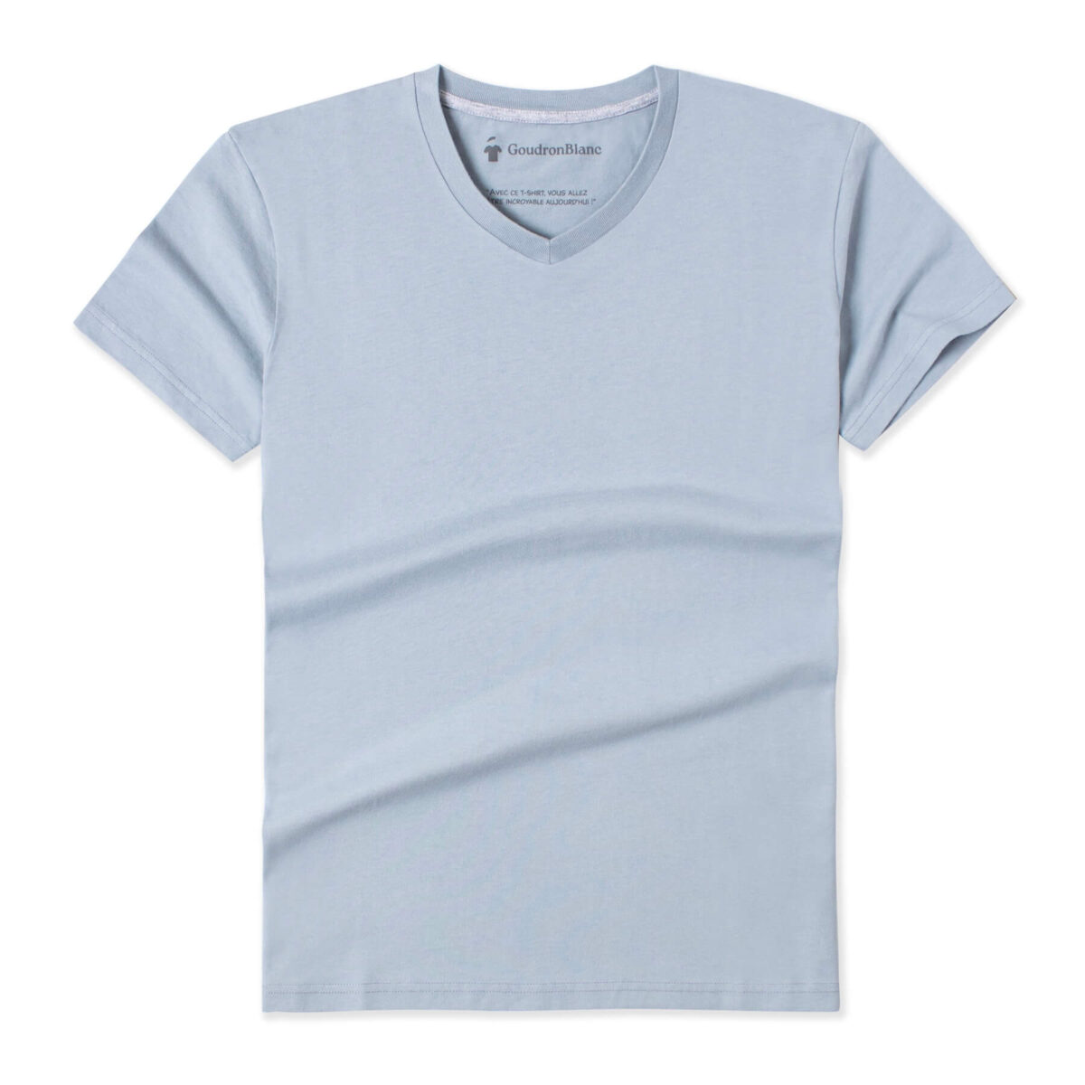 T-shirt col V bleu silex - GoudronBlanc